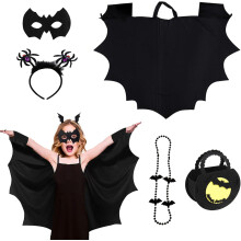 Schwarzer Fledermaus-Kostüm für Kinder 5in1 Verkleidung zu Halloween mit Maske — fledermaus kostüm kinder, schwarzes fledermaus outfit