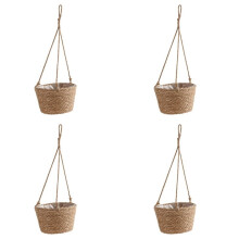 4X Fioriera Sospesa da Giardino Macrame Cesto Portaoggetti per Piante Corda di Iuta Intrecciata Portavaso per Fiori per Interni Ed Esterni Colore