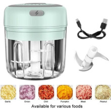 Electric Mini Chopper 30W 100ml Green Compact Food Processor for Herbs, Garlic, Onions and Small Kitchens