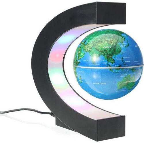 Creative Floating Magnetic Levitation Globe Lamp with LED Lights, Blue Sphere Display for Home Office