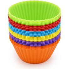 24 Pack Reusable Silicone Cake Molds Non-Stick Baking Cups, Kengege Multicolor Mini Soap Mold, 7x4.3x3.5cm