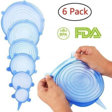 Lot de 6 couvercles extensibles en silicone sans BPA, 6 tailles, universels pour micro-ondes, four et réfrigérateur, bleus