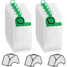 10 Vacuum Cleaner Bags with 3 Filters Compatible with Upright Vacuum Cleaner, Green, Durable Synthetic Microfiber