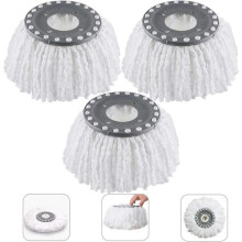 3 Pack Microfiber Mop Heads Replacement, Round 360 Degree Rotating Mop Heads for Spin Mop, Washable and Durable Cleaning