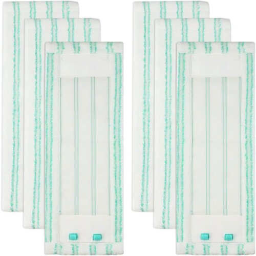 6 Pack Microfiber Mop Replacement Pads, 47 x 17 cm, Washable Refill Covers for Large Flat Mop, Highly Absorbent Cleaning