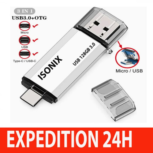 USB-Stick, Silber, 128 GB, USB Typ-C, OTG, USB 3.0 2