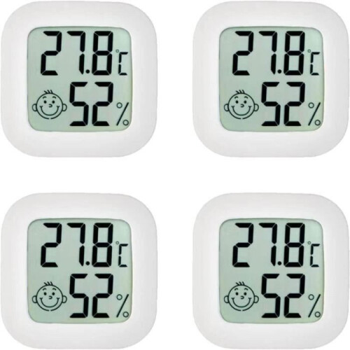 4er-Pack digitales Raumthermometer mit Hygrometer und Feuchtigkeitssensor