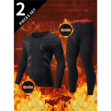 (V2 Black Warm, 42) 2-delige thermisch ondergoedset voor heren, herfst- en winterlange onderbroek met coltrui en broek voor volwassenen