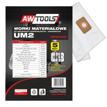 SACCHI IN MICROFIBRA AWTOOLS, lotto di 5, UM2, MAKITA VC2010/2511/2512/445/446