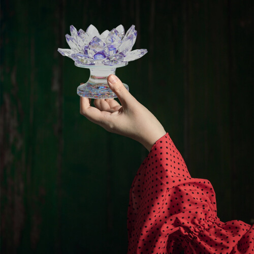 Κηροπήγιο Lotus με floral διακόσμηση και vintage διακοσμητικό κηροπήγιο μωβ 1