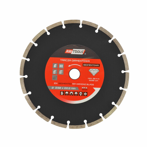 Timanttilevy - AWTOOLS - 230 x 22,2 mm - Segmentoitu - Timantti - Holkki 22,2 mm
