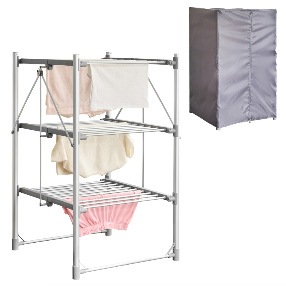 Cooks Professional Unisex Silver 3-Tier Heated Clothes Airer With Digital Timer, Heats & Cover In Size 3 - Image 5