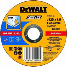 Disco de corte para inox 125 x 22.2 mm grueso 1,6 mm con buje plano - DEWALT - DT43906-QZ