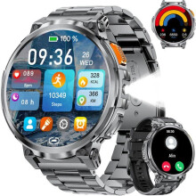 Smartwatch für Herren mit Bluetooth-Anruffunktion, 730-mAh-Akku, 1,85-Zoll-HD-Display, integrierter Taschenlampe und über 100 Sportmodi