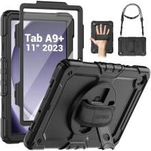 Galaxy Tab A9 Plus Hülle mit 360 drehbarem Ständer, verstellbarer Handschlaufe und Stifthalter