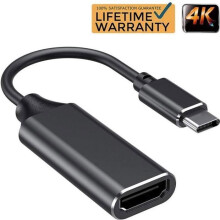 USB-C-auf-HDMI-Adapter, 4K 60 Hz, Thunderbolt-3-kompatibel, Schwarz, Gehäuse aus Aluminiumlegierung