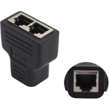 RJ45 1 auf 2 Ethernet-Splitter-Adapter, zwei weibliche Cat 5/Cat 6 LAN-Buchsen für Netzwerkverbindungen