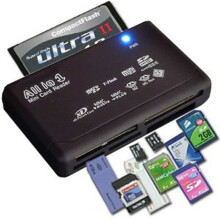 USB 2.0 Speicherkartenleser, Schwarz, Kompaktes Design, Kompatibel mit Mini-SD-, SDHC- und CF-Karten