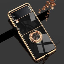 Elegante Silikon-TPU-Hülle für Samsung Galaxy Z Flip 3, schlanke, weiche und stoßfeste Hülle mit magnetischem Ringständer, farbenfrohe Pro-V