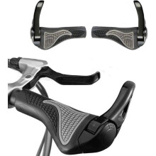 Ergonomische Fahrradlenkergriffe, Paar rutschfeste MTB-Griffe mit Gummi- und Aluminium-Hornenden