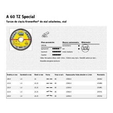 25 discos de corte MP SPECIAL A 60 TZ D. 125 x 1 x 22,23 mm - Metal / Acero inoxidable - 202401