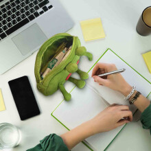 Funny Big Mouth Frog Plush Pencil Case Large