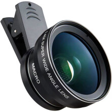 2-in-1 lenskit voor mobiele telefoons, 12,5x macrolens en 0,45x groothoeklens voor de meeste smartphones, opklikbare cameralens