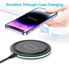 Draadloze oplader voor Samsung Galaxy S24 S23 Ultra S22 S21 Z Flip 6 en iPhone 15 14, 15W snelladen, zwart