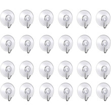 Set van 24 wandhaken met zuignappen, kleine ronde plastic haken voor opbergruimte in badkamer en keuken.