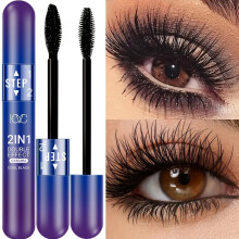 (Matches the image) 2-in-1 Lengthening Mascara, Ultra Black, Volumizing, Visibly Extends Lash Length, Long-Lasting Waterproof & Smudge-Proof Formula