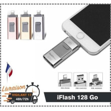 Memoria USB 3 en 1 de 128 GB para iPhone, iPad y Android, USB 3.0, almacenamiento portátil para fotos, vídeos y archivos.