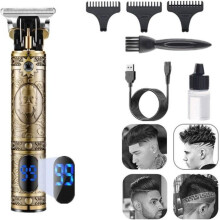 Recortadora de barba USB profesional de metal, batería de 2 a 3 horas de duración, ajustes de longitud ajustables de 1/2/3 mm.