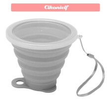 Juego de 2 vasos plegables de silicona con tapa, vasos ecológicos plegables para beber, taza de viaje portátil, color gris.