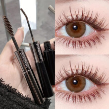 (Black) Double-Headed Waterproof Mascara - Intense Black, Lengthening & Curling, Smudge & Fade-Free All-Day Wear