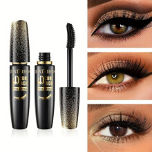 (Black) 4D Silk Fiber Volumizing Mascara, Smudge-Free, Easy-Off, Water-Resistant Black Eyelash Makeup