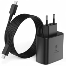 45 W:n erittäin nopea USB-C-laturi, yhteensopiva Samsung Galaxy A-, S- ja Z-sarjan kanssa, musta