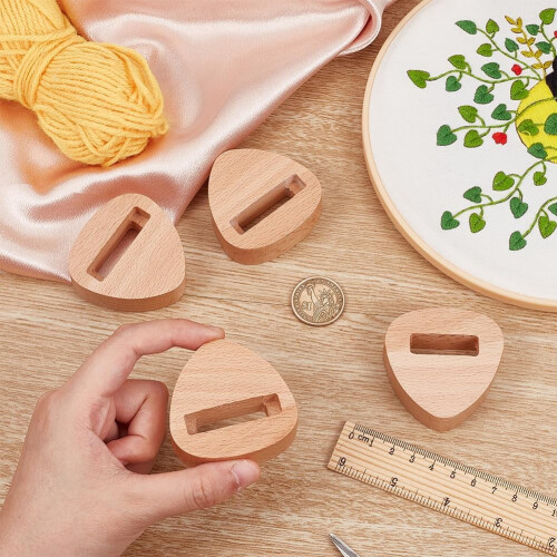 Wooden Embroidery Hoop Stand Triangle Base 4 pcs 2