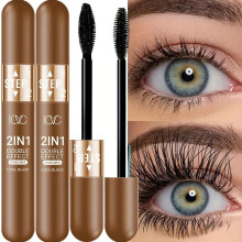 (Matches the image, 1PC) 2-in-1 Volumizing Fiber Mascara, Waterproof, Long-Lasting, Black, Thickening and Lengthening