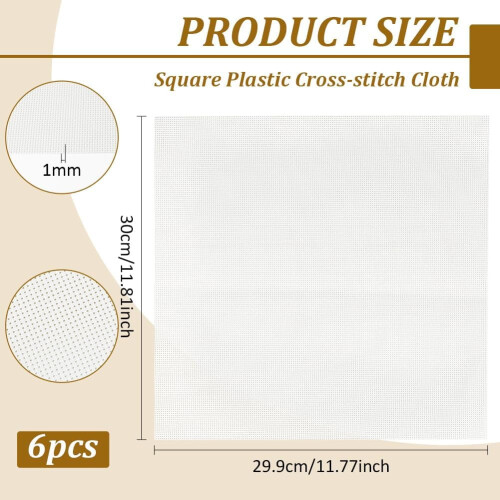 White Square Plastic Mesh Canvas Sheets 12x12 Inches 6 Pack 1