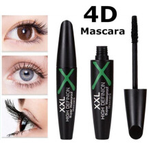(Black) 4D Silk Fiber Mascara Lengthening Eyelashes Waterproof Long Lasting Lash Black Eyelash Extension Natural Volume
