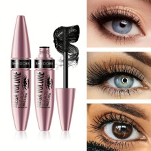 (Black) Black Waterproof Curling Mascara Intense Wear Smudge-Free Sweat-Resistant Volumizing Lengthening Eyelash Makeup for All-Day Bold Definition