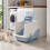 (Light Blue) Hooded Cat Litter Tray plus Filter & Scoop 3