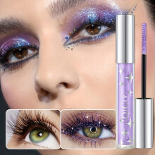 (Matches the image, 01) Sparkling Mascara Waterproof Smudge-Proof Eye Black 3 Glitter Effects Long-Lasting Volumizing Lashes