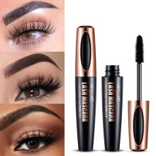 (Black) 4D Silk Fiber Lash Mascara Long Curling Waterproof Mascara Black Eyelash Makeup