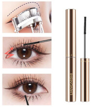 (Brown) 3D Mascara Lengthening Black Lash Eyelash Extension Eye Lashes Brush Beauty Makeup Long-Wearing Gold Color Mascara