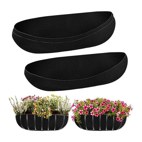 6PCS  Trough Planter Liners 30 Inch Fabric Window Box Liners Replacement Black Non-Woven Hanging Plant Liner 2