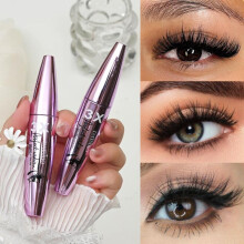 (Matches the image) 3X Black Super Dense Non-Smudge Slim Long Dry Long Lasting Waterproof New Spray-painted Purple Mascara