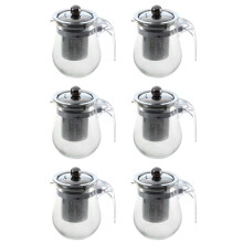 6X 350mL Heat-Resistant Clear Glass Teapot Stainless Steel Infuser Flower Tea Pot