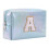 Blue Embroidered Cosmetic Travel Bag with Alphabet Design 2