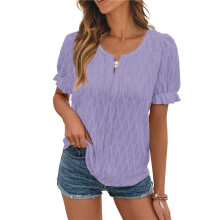 Haut D'Été à Manches Courtes pour Femme, Violet Clair, Taille XXL